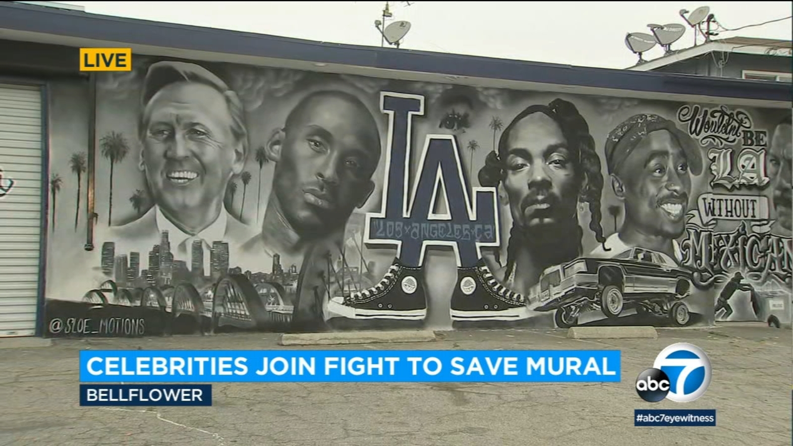 El mural de Bellflower pronto podría ser retirado, pero algunas celebridades luchan por mantenerlo